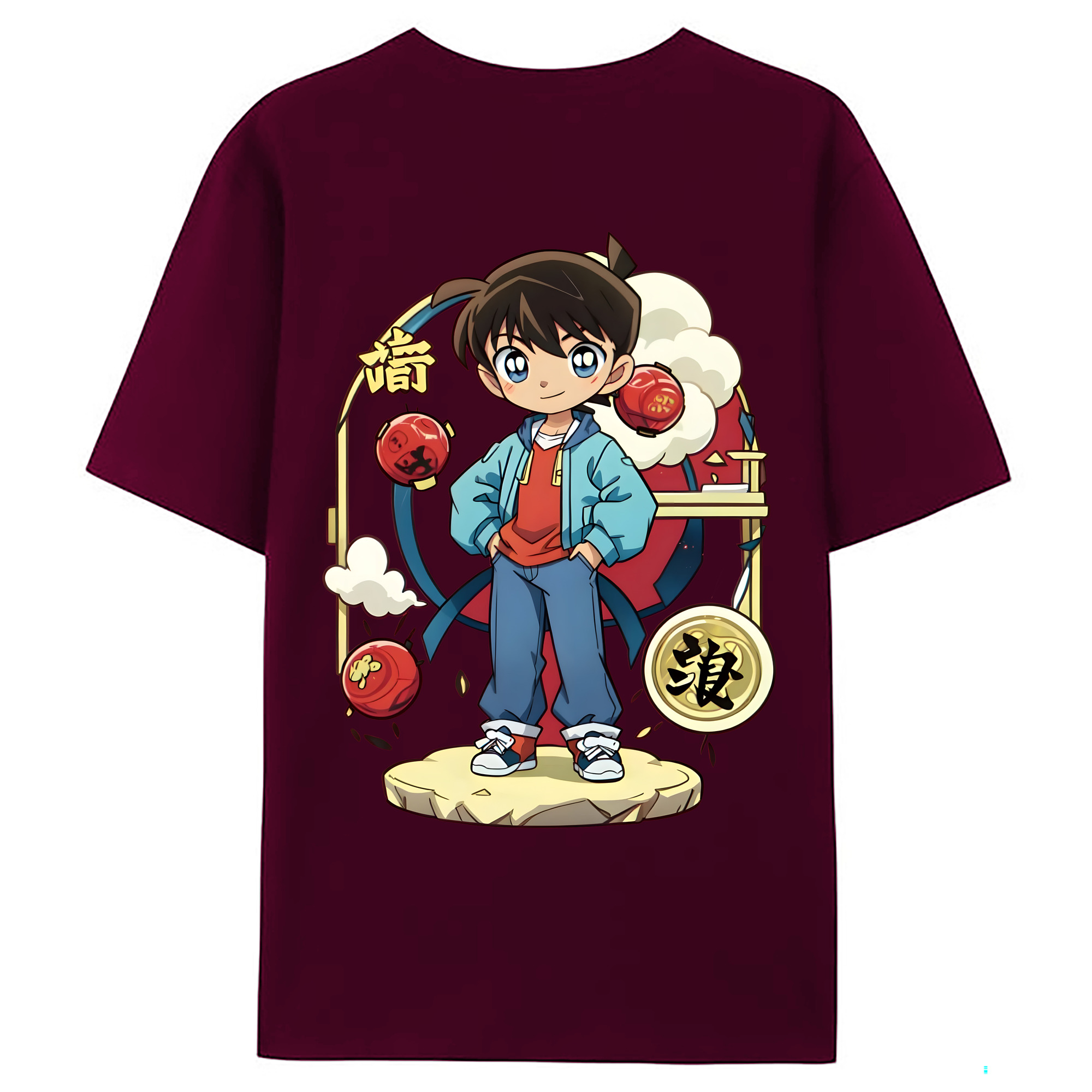 （画像用） 名探偵コナン 江戸川 コナン Detective Conan Conan Edogawa レディース半袖Tシャツ(バックプリント)
